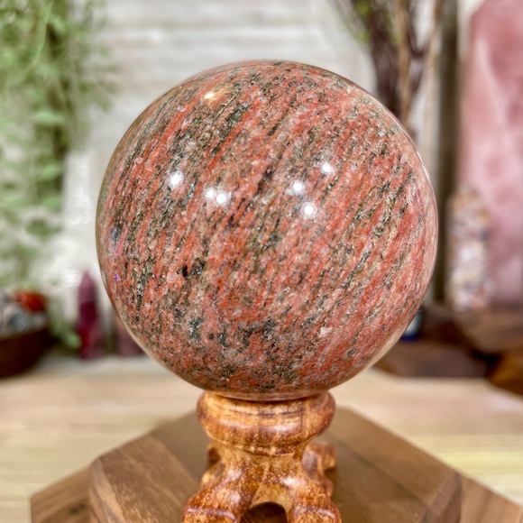 0831 Red Jasper with Hematite Crystal Sphere - Picture 6 of 10